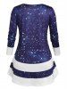 T-Shirt Tunique à Imprimé Floral et Galaxie Grande-Taille - Bleu profond L
