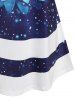 Plus Size Galaxy Floral Print Tunic T-shirt -  