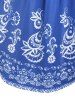 Plus Size V Neck Tribal Print Front Twist T-shirt -  