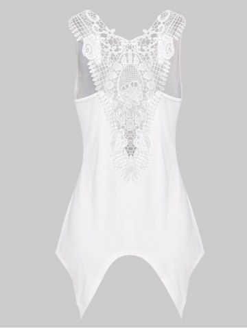 American Flag Skull Print Lace Insert Handkerchief Tank Top