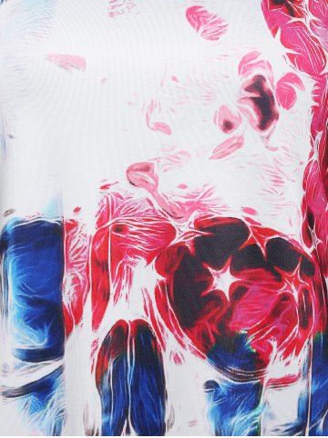 American Flag Skull Print Lace Insert Handkerchief Tank Top