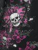 Plus Size Front Ring Skull Butterfly Print T Shirt -  