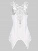 American Flag Skull Print Lace Insert Handkerchief Tank Top -  