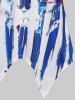 American Flag Skull Print Lace Insert Handkerchief Tank Top -  