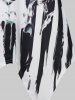 American Flag Skull Print Lace Insert Handkerchief Tank Top -  