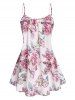 Plus Size High Low Flounce Tee and Floral Camisole Set -  