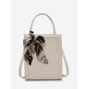 

Boxy Scarf-Tied Crossbody Bag, White