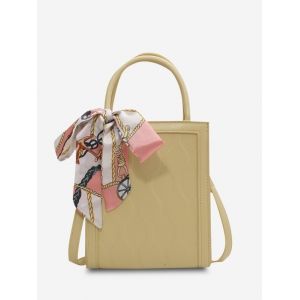 Boxy Scarf-Tied Crossbody Bag, Light yellow