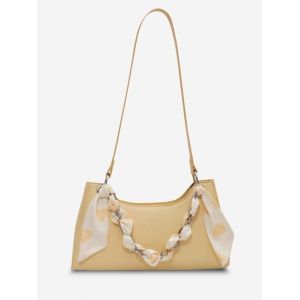 

Scarf-Wrapped Chain Shoulder Bag, Yellow