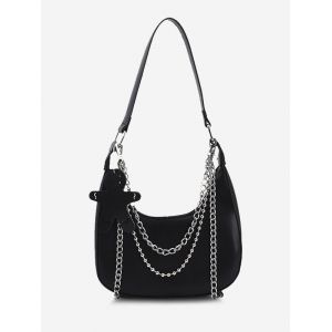 

Double Chain Shoulder Bag With Pendant, Black