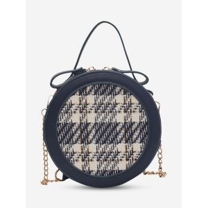 

Round Tweed Spliced Chain Crossbody Bag, Deep blue