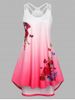 Plus Size Ombre Color Butterfly Print High Low Dress -  