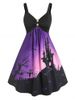Plus Size Halloween Castle Bat Empire Waist Dress -  