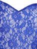 Robe Mi-Longue Panneau en Dentelle Fleurie Imprimée de Grande Taille - Bleu L