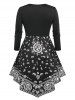 Plus Size O Ring Paisley Print Irregular Midi Dress -  