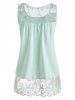Lace Insert Flower Embroidered Longline Tank Top -  