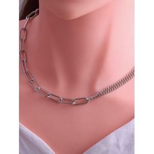 

Spliced Chain Hip Hop Style Necklace, Silver