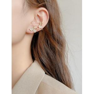 

Asymmetrical Butterfly Ear Cuff Stud Earrings, Golden