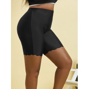 

Plus Size Scalloped High Waisted Swim Bottom, Black