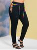 Skinny Colorful Lace Up Side Plus Size Jeans -  