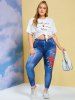 Insect Rose 3D Print Plus Size Jeggings -  