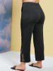 Plus Size Lace Panel O Ring Bootcut Pants -  