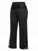 Plus Size Lace Panel O Ring Bootcut Pants -  