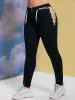 Lace Up Side Plus Size Skinny Pants -  
