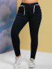 Lace Up Side Plus Size Skinny Pants -  