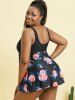 Plus Size Flower Print Cinched Keyhole Modest Swim Dress Sets -  