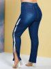 Side Buttoned Tape Skinny Plus Size Jeans -  