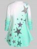 Plus Size Stars Print Ombre Color Tee -  