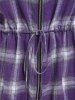 Chemise Haute Basse à Carreaux Zippée de Grande Taille à Cordon - Pourpre  4X