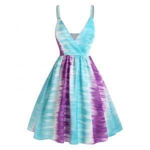 

Dip Dye Colorblock Dual Straps Surplice Dress, Multi