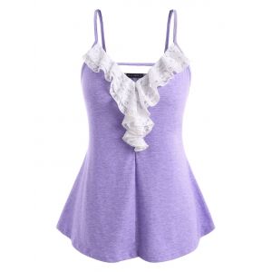 

Plus Size Lace Ruffle Cami Top, Purple