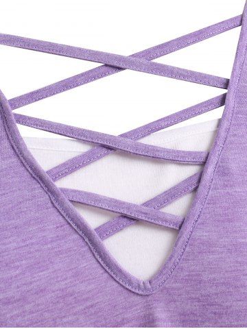Plus Size Space Dye Lattice Bicolor Overlap Tunic Tee