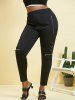 Plus Size D-ring Zippered Front Skinny Pants -  