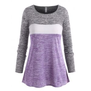 

Plus Size Space Dye Color Blocking Jersey Tee, Light purple