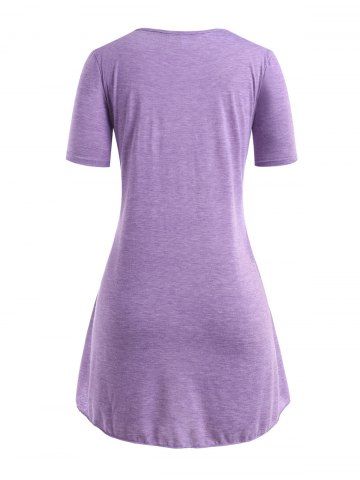 Plus Size Space Dye Lattice Bicolor Overlap Tunic Tee