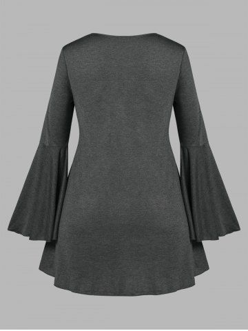 Plus Size Faux Twinset Flounced Bell Sleeve Tee