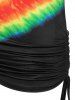 Plus Size Tie Dye Cold Shoulder Cinched Tee -  
