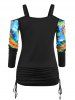 Plus Size Tie Dye Cold Shoulder Cinched Tee -  
