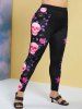 Rose Skull Side Halloween Plus Size Skinny Pants -  