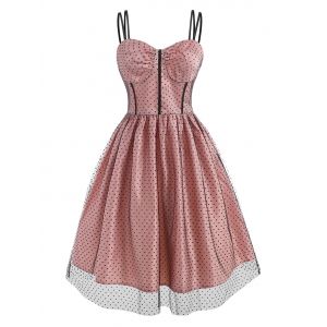 

Mesh Overlay Polka Dot Corset Style Dress, Light pink