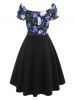 Robe Plongeante Fleur à Carreaux Imprimée avec Bouton - Multi M
