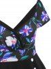 Robe Plongeante Fleur à Carreaux Imprimée avec Bouton - Multi M