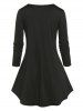 Plus Size Skeleton Print V Notch Tunic Tee -  