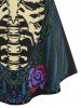Plus Size Skeleton Print V Notch Tunic Tee -  