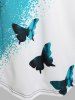 Plus Size Butterfly Print Ombre Henley Tee -  