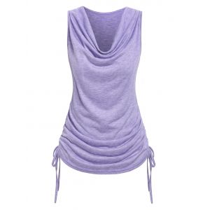 

Cowl Neck Cinched Ruched Tank Top, Light purple